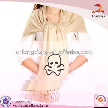 Elegant High Quality Wholesale Plain White Skull Silk Scarves, Import Scarf